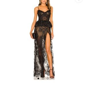 V. Chapman Black Lace Evening Dress